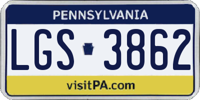 PA license plate LGS3862