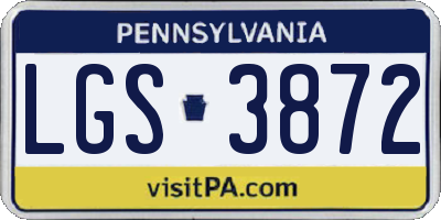 PA license plate LGS3872