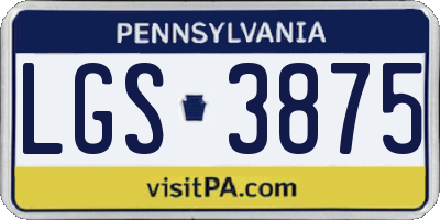 PA license plate LGS3875