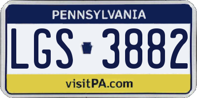 PA license plate LGS3882