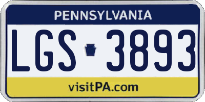 PA license plate LGS3893