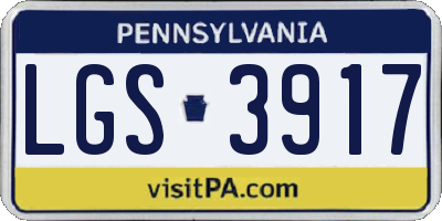 PA license plate LGS3917
