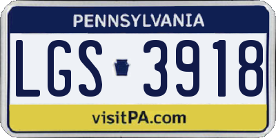 PA license plate LGS3918