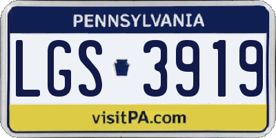 PA license plate LGS3919