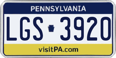 PA license plate LGS3920