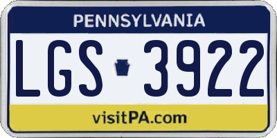 PA license plate LGS3922