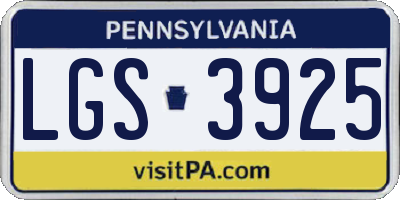 PA license plate LGS3925