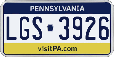 PA license plate LGS3926