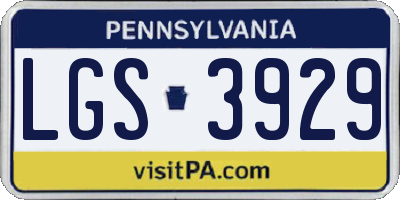 PA license plate LGS3929