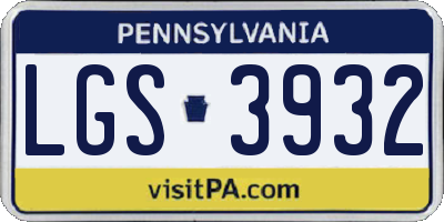 PA license plate LGS3932