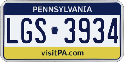 PA license plate LGS3934