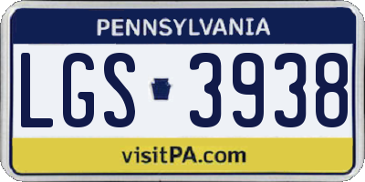 PA license plate LGS3938