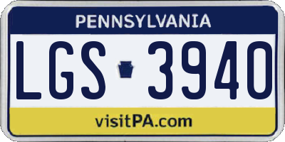 PA license plate LGS3940