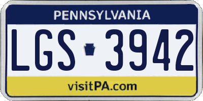 PA license plate LGS3942