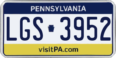PA license plate LGS3952