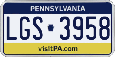 PA license plate LGS3958
