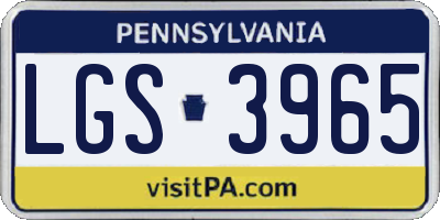 PA license plate LGS3965