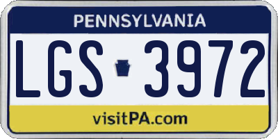 PA license plate LGS3972