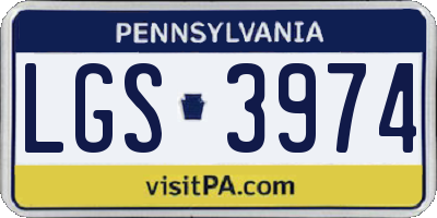 PA license plate LGS3974