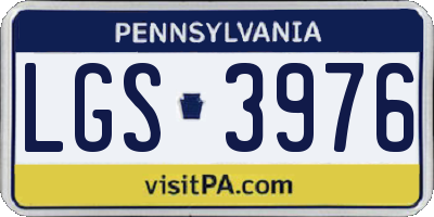 PA license plate LGS3976