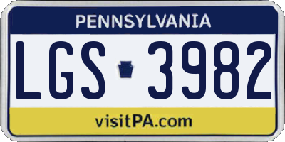 PA license plate LGS3982