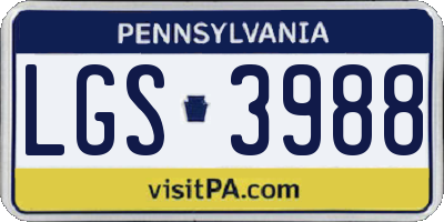 PA license plate LGS3988