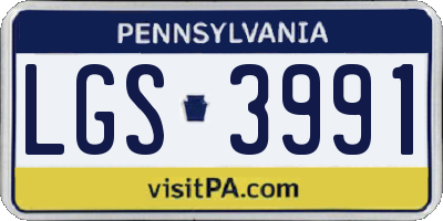 PA license plate LGS3991