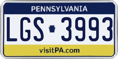 PA license plate LGS3993
