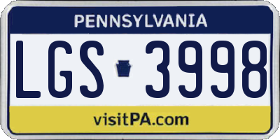 PA license plate LGS3998