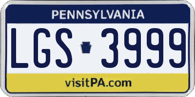 PA license plate LGS3999