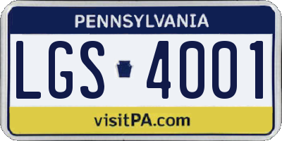 PA license plate LGS4001