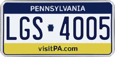PA license plate LGS4005