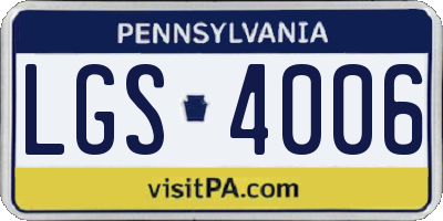PA license plate LGS4006