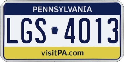 PA license plate LGS4013
