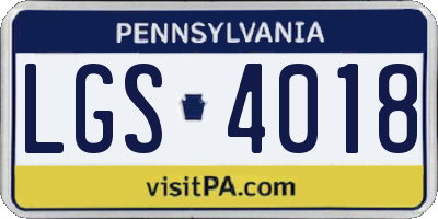 PA license plate LGS4018