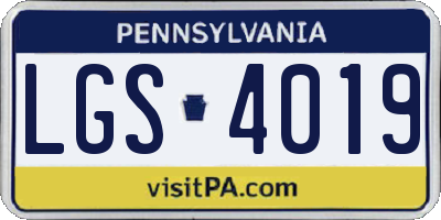 PA license plate LGS4019