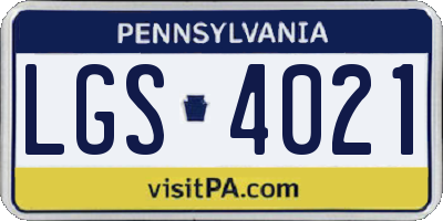 PA license plate LGS4021