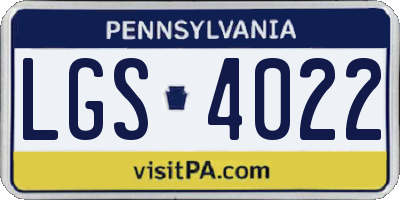 PA license plate LGS4022