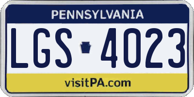 PA license plate LGS4023