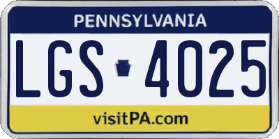 PA license plate LGS4025