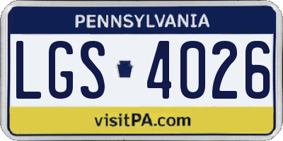 PA license plate LGS4026