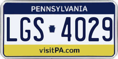 PA license plate LGS4029
