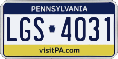 PA license plate LGS4031
