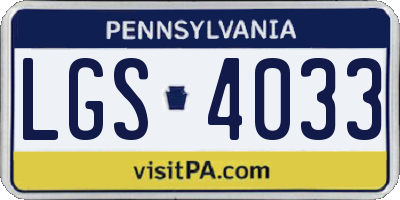 PA license plate LGS4033