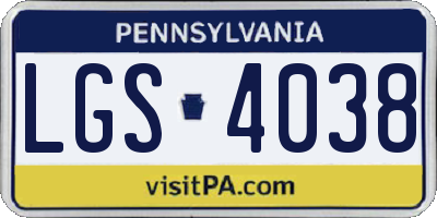 PA license plate LGS4038