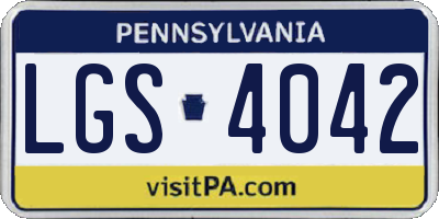 PA license plate LGS4042