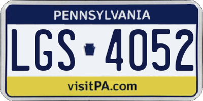 PA license plate LGS4052