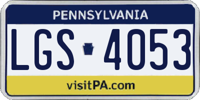 PA license plate LGS4053