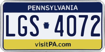 PA license plate LGS4072