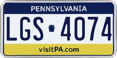 PA license plate LGS4074